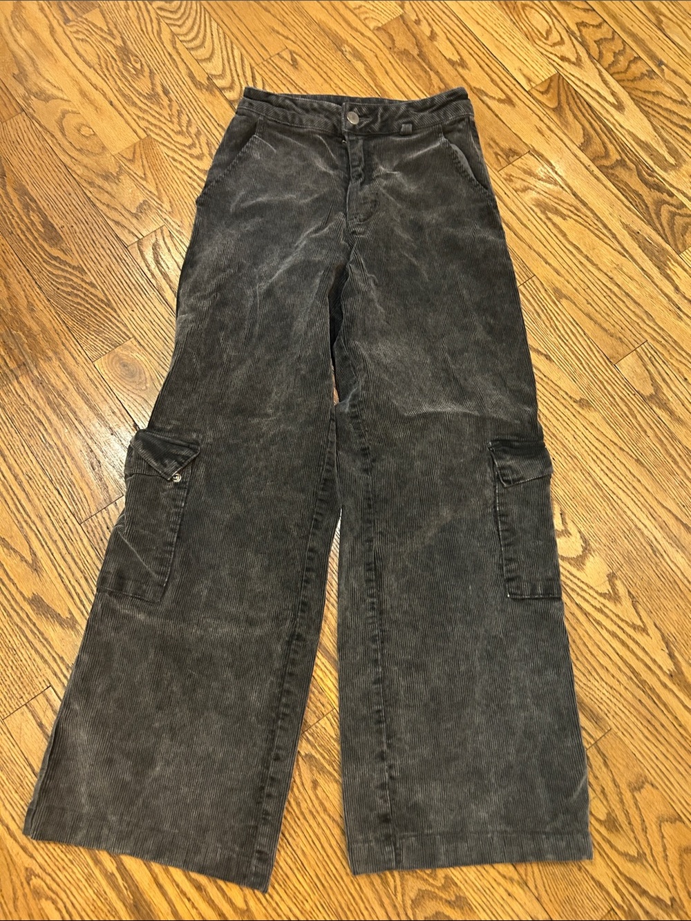 Forever 21 Washed Black Wide-Leg Cargo Jeans